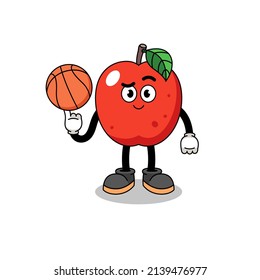 apple illustration as a basketball player , character design