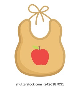 Apple illustration bib icon cartoon vector. Fashion apron. Kid feeding