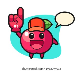 Apple illustration cartoon with number 1 fans glove