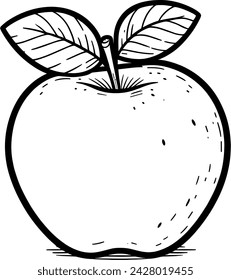 apple illustration for coloring book