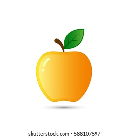 Apple illustration isolated on white background, Vector yellow fruit object.
