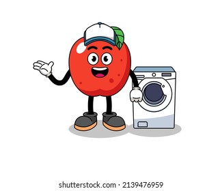 ilustración de manzana como hombre de lavandería, diseño de caracteres