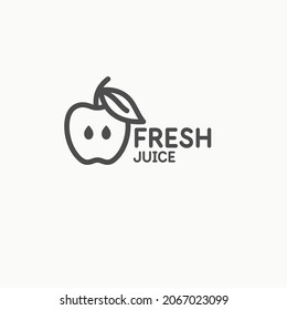 Apple illustration in linear flat style. Isolated image on a light background. Vector icon. An element for design.