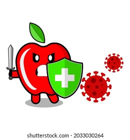 apple illustration, mechanic, graduation, glasses, pirate, fight coronavorus,  and eat well