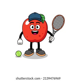 ilustración de manzana como jugador de tenis , diseño de caracteres