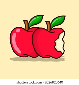 Apple illustration vector with yellow background. apples isolated simple vector