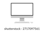 Apple iMac 24 inch desktop pc blank display mockup template with mouse and keyboard for advertisement. Gray color computer device vector illustration