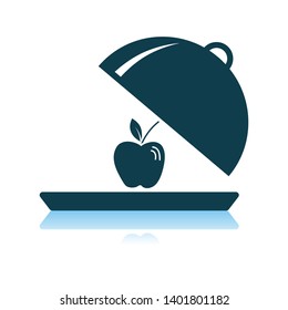 Apple Inside Cloche Icon. Shadow Reflection Design. Vector Illustration.