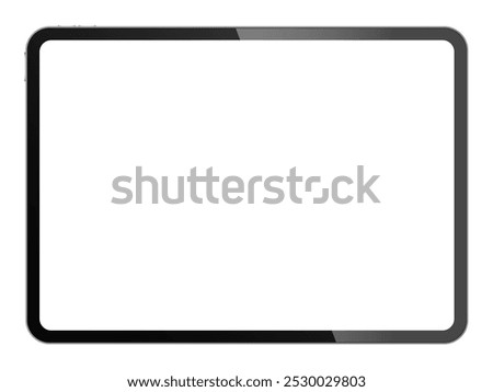 Apple iPad Pro M4 Tablet PC Device Blank Screen Shiny Frame Mockup Template. Vector Illustration