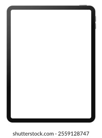 Apple iPad Pro tablet pc blank screen mockup template. Modern portable computer device black frame vector illustration