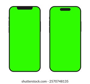 Apple iPhone 16 Pro Max Green Screen Modern Mobile Phone Mockup Set. Realistic Smartphone Devices for Advertisement and User Interface Design