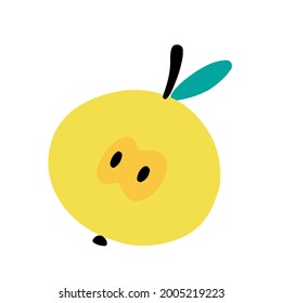 Apfel einzeln auf weißem Hintergrund. Flacher Cartoon, Vektorgrafik, handgezeichnet.