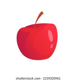 Apple isolated on white background. Fresh Organic Product. Vector Cute Illustration in cartoon style.