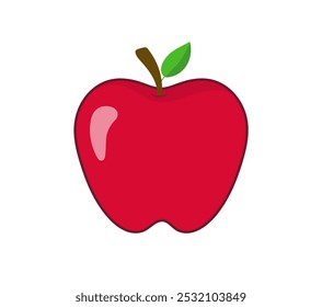 Maçã isolada sobre fundo branco. Ícone de maçã vermelha. Fruta de maçã para saudável. Ilustração vetorial