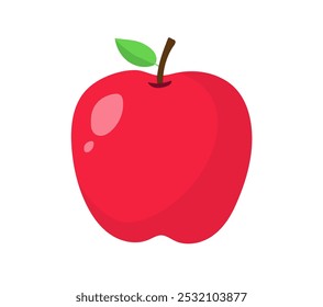 Maçã isolada sobre fundo branco. Ícone de maçã vermelha. Fruta de maçã para saudável. Ilustração vetorial