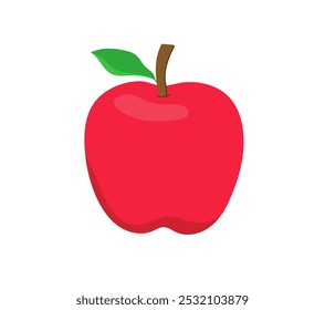 Maçã isolada sobre fundo branco. Ícone de maçã vermelha. Fruta de maçã para saudável. Ilustração vetorial