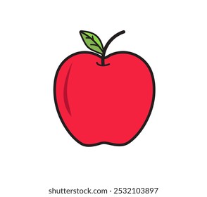 Maçã isolada sobre fundo branco. Ícone de maçã vermelha. Fruta de maçã para saudável. Ilustração vetorial