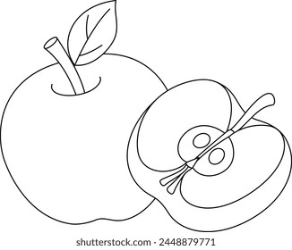 Apple Isolated Vector Illustration Hand Drawn Coloring Page for Kids