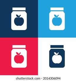 Apple Jam azul y rojo cuatro colores mínimo conjunto de iconos