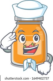 Apple jam cartoon concept Sailor wearing hat