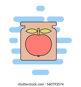 Apple jam color thin line icon. Cloud background 