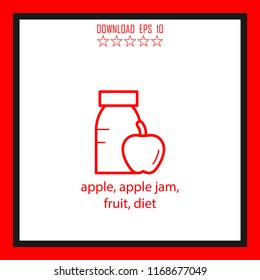 apple, apple jam, fruit, diet vector icon