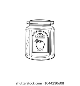 Apple jam in a glass jar hand drawn outline doodle icon. Closed glass jar of apple jam vector sketch illustration for print, web, mobile and infographics isolated on white background.
