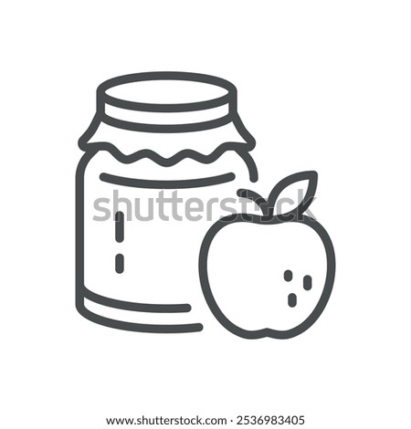 Apple Jam Icon. Simple Line Illustration of a Jar of Apple Jam, Representing Homemade Preserves and Organic Fruit Products.