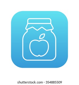 Apple jam jar line icon for web, mobile and infographics. Vector white icon on the blue gradient square with rounded corners isolated on white background.