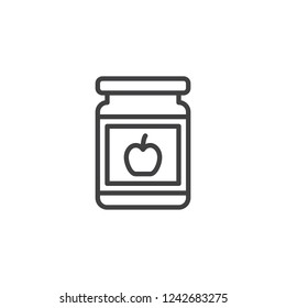 Apple Jam Jar outline icon. linear style sign for mobile concept and web design. Preserved food jar simple line vector icon. Symbol, logo illustration. Pixel perfect vector graphics