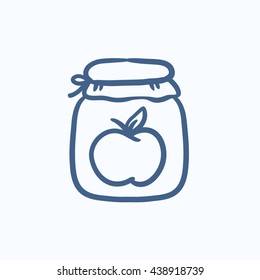 Apple jam jar vector sketch icon isolated on background. Hand drawn Apple jam jar icon. Apple jam jar sketch icon for infographic, website or app.