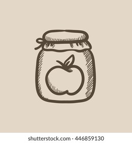 Apple jam jar vector sketch icon isolated on background. Hand drawn Apple jam jar icon. Apple jam jar sketch icon for infographic, website or app.