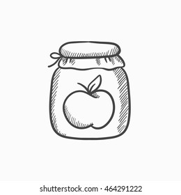 Apple jam jar vector sketch icon isolated on background. Hand drawn Apple jam jar icon. Apple jam jar sketch icon for infographic, website or app.