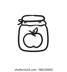 Apple jam jar vector sketch icon isolated on background. Hand drawn Apple jam jar icon. Apple jam jar sketch icon for infographic, website or app.