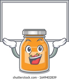 A apple jam mascot picture raised up board
