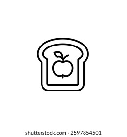 Apple jam on toasted bread. Breakfast sandwich with sweet marmalade. Pixel perfect, editable stroke vector icon