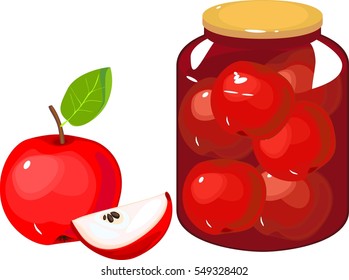 Apple jam with red apple