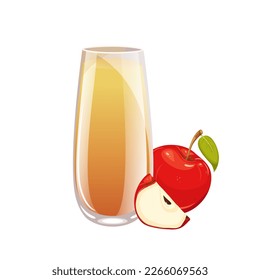 Apple juice.Red apples and a glass of apple juice.Vector illustration.