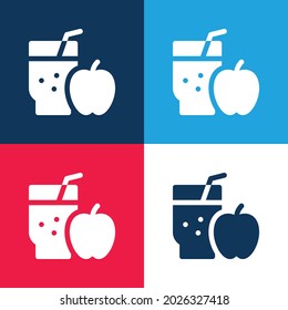 Apple Juice azul y rojo cuatro colores mínimo conjunto de iconos