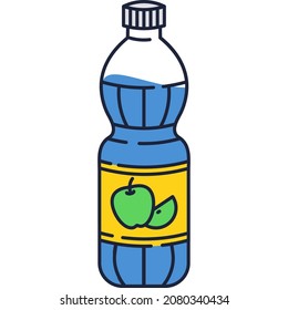 Icono de botella de jugo de manzana. Bebida de fruta vectorial. Diseño de etiquetas y paquetes. Frasco de bebidas fresco aislado sobre fondo blanco. Paquete de vitaminas orgánicas lisas y saludables