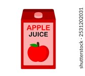 Apple juice box cartoon style clip art isolated in white background. fresh juice. healthy drink. juice simple vector illustration