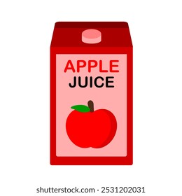 Apple juice box cartoon style clip art isolated in white background. fresh juice. healthy drink. juice simple vector illustration