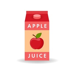 Apple Juice box flat icon. Simple vector illustration of juice packaging