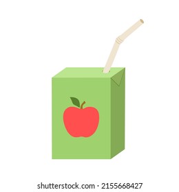 Apple Juice box flat icon. Simple vector illustration of juice packaging with straw isolated on white background svg