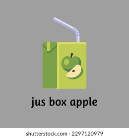 Apple Juice box flat icon. Simple vector illustration of juice pack with straw isolated on gray background for design and web. svg