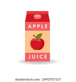 Icono plano de la caja de Apple Juice. Ilustración vectorial simple de envases de zumo