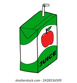 apple juice box illustration colored hand drawn vector	