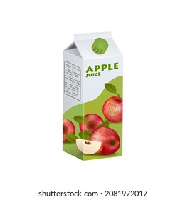 apple juice box package with solid and flat color design style.