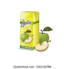 Apple juice box package vector illustration