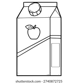 apple juice box ready to drink illustration hand drawn outline vector